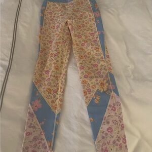 LoveShackFancy Kids Floral Patchwork Leggings - Pink, Blue, Cream